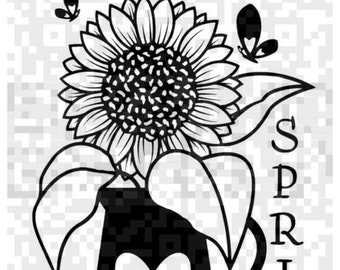 Happy Spring PNG und SVG, Happy Spring Sunflower svg, Sunflower svg sofortiger download