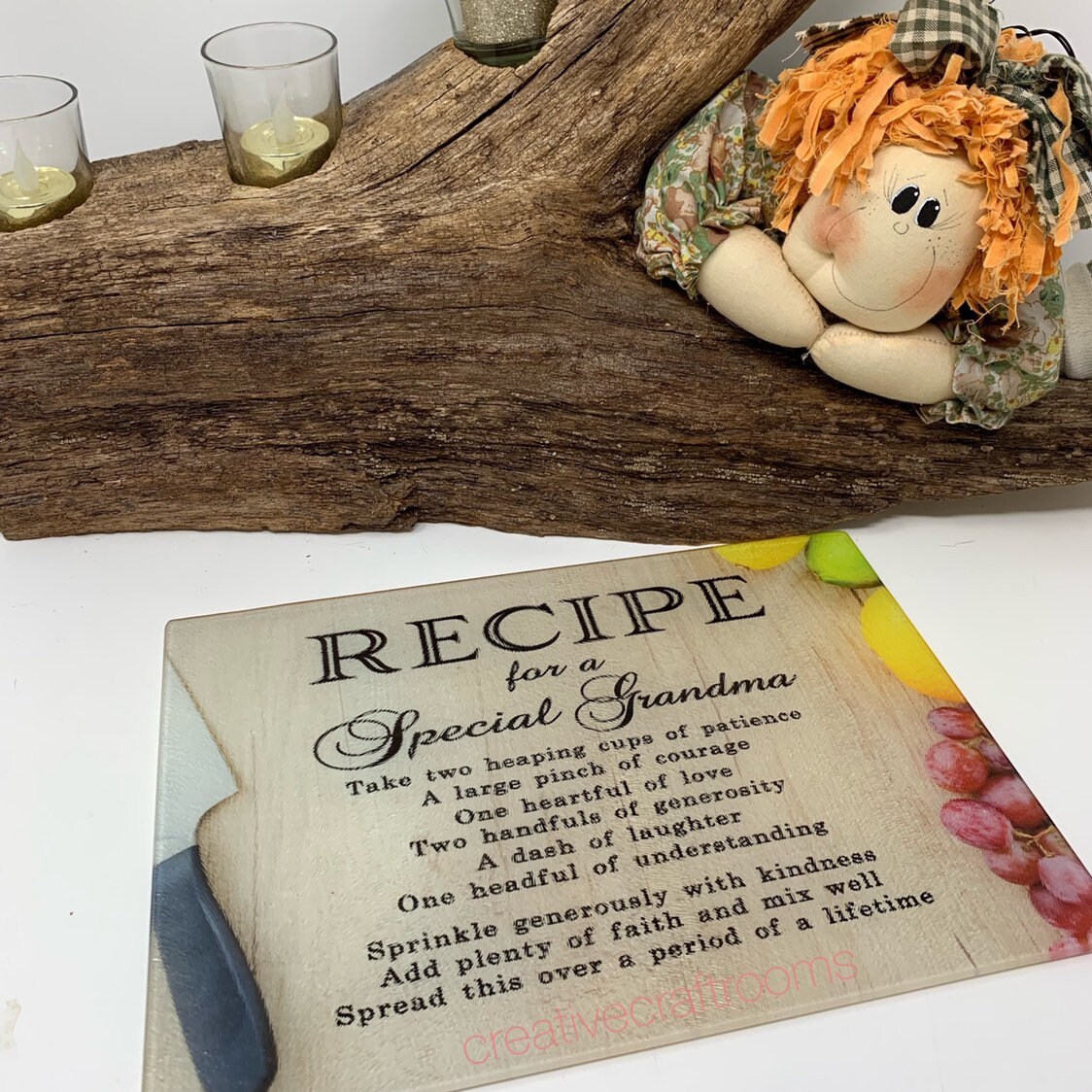 Grandma's Kitchen glass cutting board Recipe for a Etsy