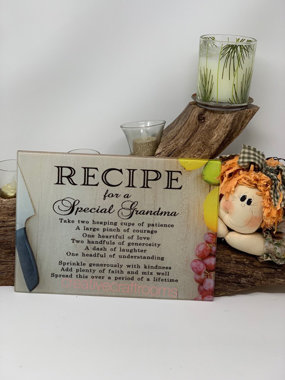 Grandma's Kitchen glass cutting board Recipe for a Etsy