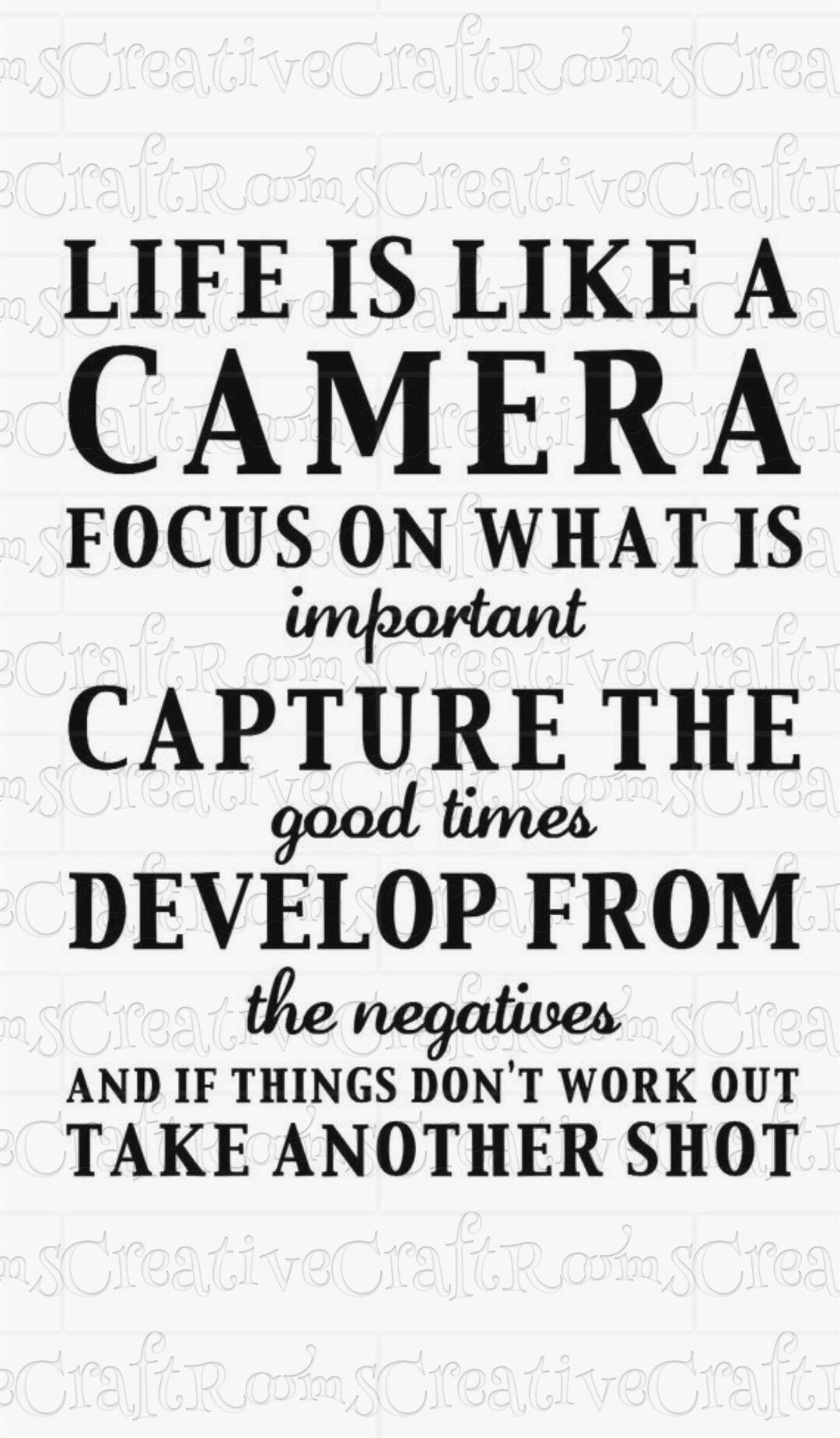 Life is Like a Camera Focus on What is Important Capture the Good Times Develop From the