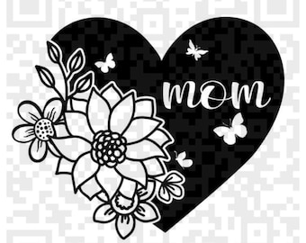 Mama Herz mit Blumen PNG und SVG, Mama Herz svg, Mama und Blumen svg sofortiger download