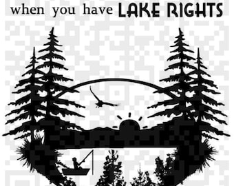 Wie heeft een uitzicht op de oceaan nodig als je Lake-rechten PNG en gratis SVG, Lake Scene SVG, Fishing SVG hebt