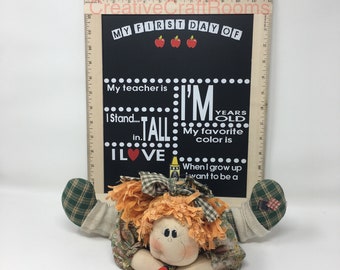 My First Day of School Chalkboard Sign, Reusable First Day of School Chalkboard Sign with Ruler Frame