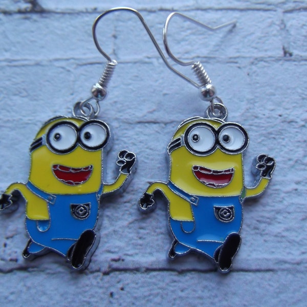 Minions Enamel Earrings, Girl's Earrings, Children's Jewellery, Character Earrings, Stocking Filler, Free UK P&P