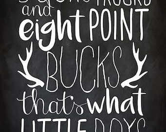 Ducks and Trucks And Eight Point Bucks Printable // Baby Boy // Sign //  Nursery Decor