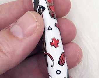 Nurse Fuel Spin-It Brand White Wrapped Pen