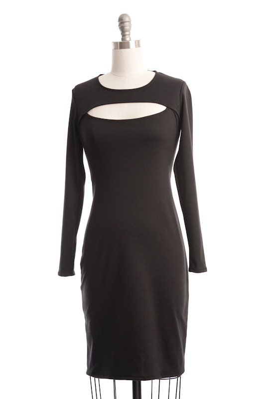 Little Black Dress Long Sleeve Front Cutout Long Sleeves - Etsy