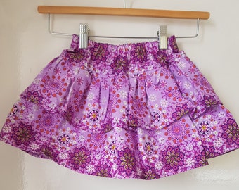 Ankara print skirt, African print childs full skirt, Purple print skirt, Wax print skirt 1 to 2years, Made in the UK