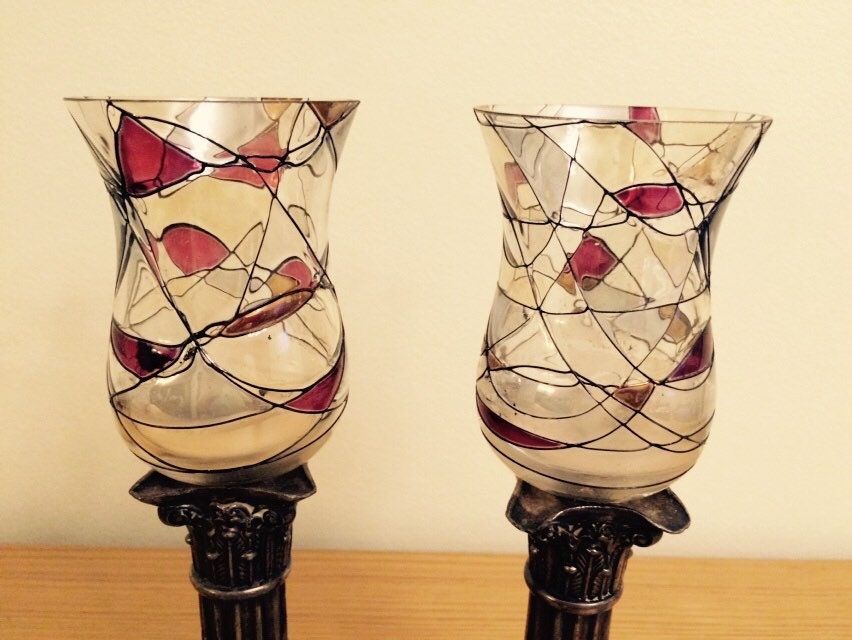 Partylite Mosaic Peglite Glass Candle holders Set/2 Votive Etsy