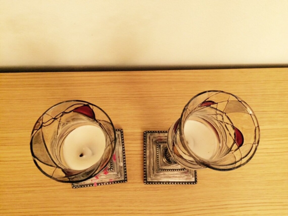 Partylite Mosaic Peglite Glass Candle holders Set/2 Votive Etsy
