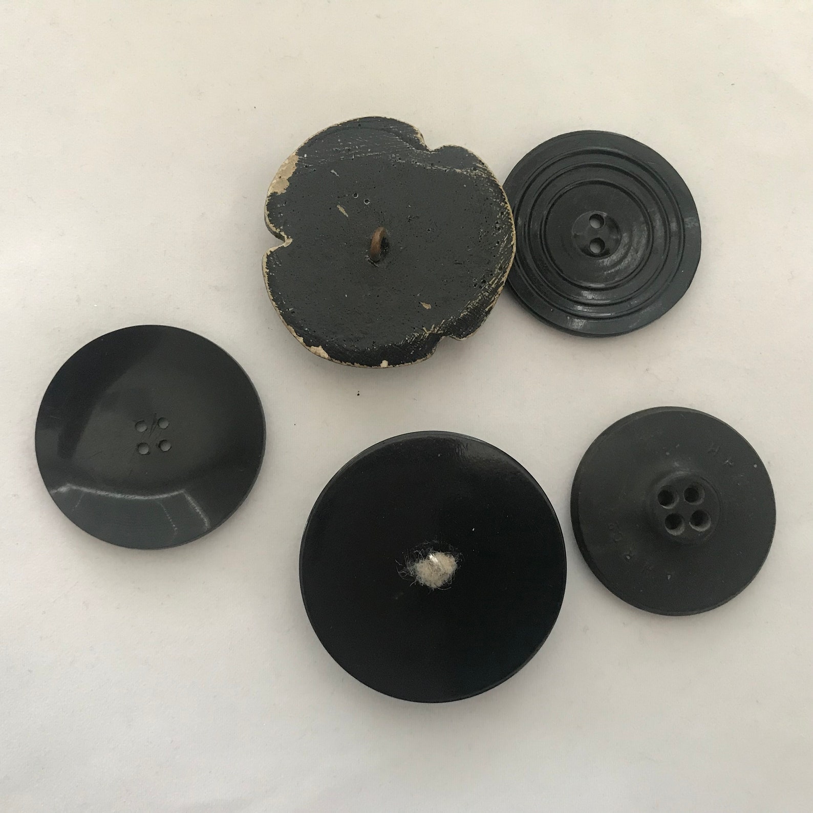 5 Extra Large Black Buttons Fancy Chunky Glossy Thick Etsy