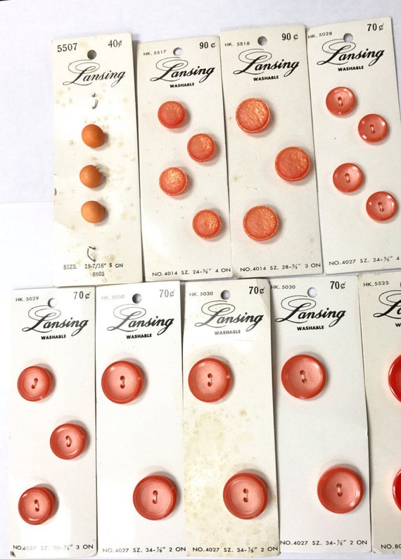 1//2/" Vtg 70s Lot of 24 Buttons Red Orange Color Buttons 12mm