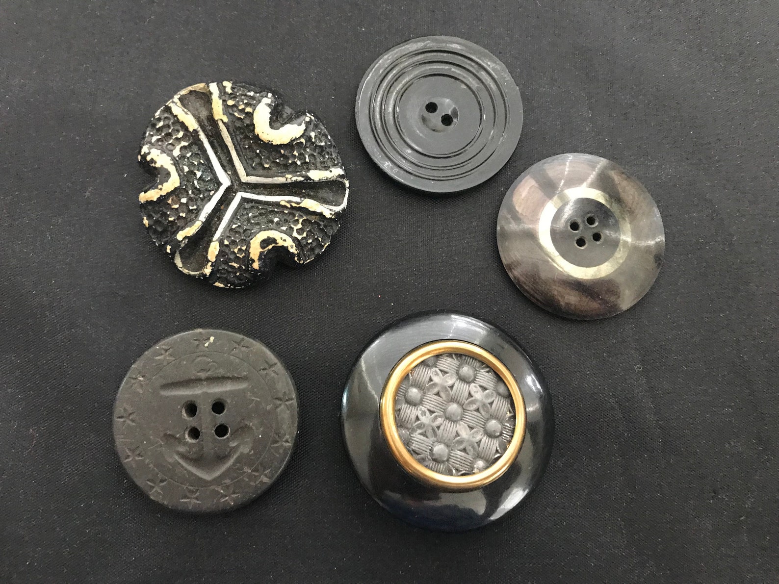 5 Extra Large Black Buttons Fancy Chunky Glossy Thick Etsy