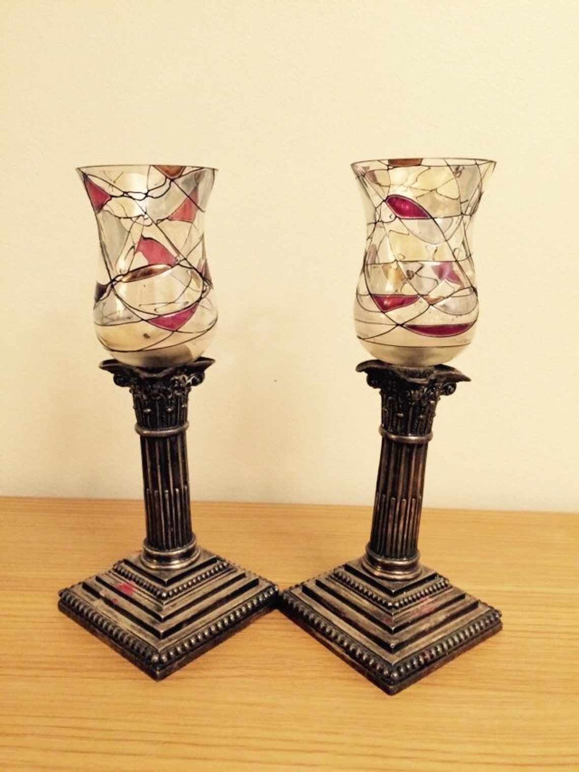 Partylite Mosaic Peglite Glass Candle holders Set/2 Votive Etsy