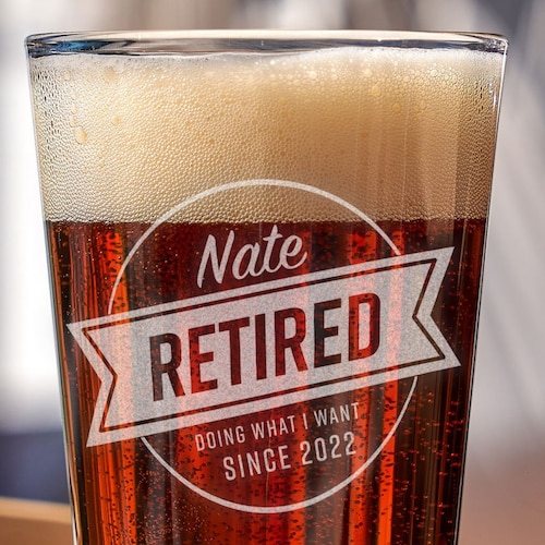 Retirement Gifts Beer Glass Etched Beer Mug for Retirement Etsy
