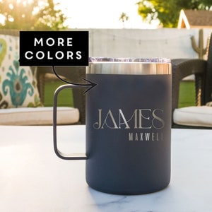 Personalized Travel Mug - Engraved 16oz Coffee Cup | Personalized Gifts for Him | Custom Coffee Mug | Custom Gifts for Men, Design: S4