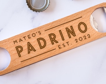 Personalized Padrino Bottle Opener, Padrino Beer Opener, Custom Godparent Proposal Gift, Baptism Gift, Padrinos Gift, Design: GDPA2