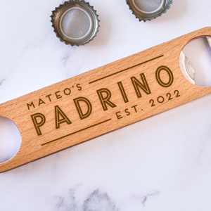 Abridor de botellas personalizado de padrino, abridor de cerveza de padrino, regalo de propuesta de padrino personalizado, regalo de bautismo, regalo de padrinos, diseño: GDPA2
