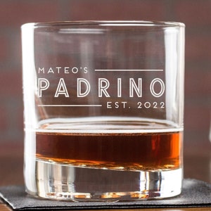 Personalized Padrino Cocktail Glass, Padrino Tequila Glass, Custom Godparent Proposal Gift, Baptism Gift, Padrinos Gift, Design: GDPA2