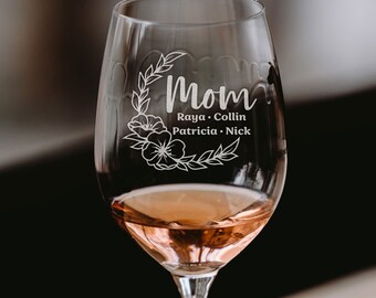 Copa de vino personalizada para mamá / Regalo para el Día de la Madre / Regalos para mamás / Regalo personalizado para el Día de la Madre, Diseño: MD17