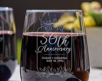 Copas de vino grabadas del 40 aniversario Copas de tostado personalizadas,  regalos de aniversario de boda de 40 años, Diseño: A1 -  España