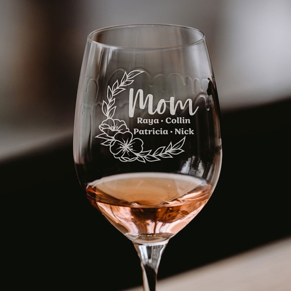 Personalized Wine Glass For Mom's | Wine Glass Gift For Mother's Day | Gifts For Moms | Custom Mother's Day Present, Design: MD17