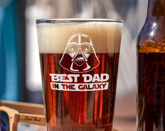 Darth Vader-glas till pappa - Star Wars-present, personligt etsat pintglas, galaxens bästa pappa, presenter till pappor och fäder, design: FD5