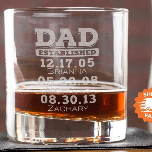 Etched Dad Whiskey Glass Dad Rocks Glass Perfect Gift for Etsy
