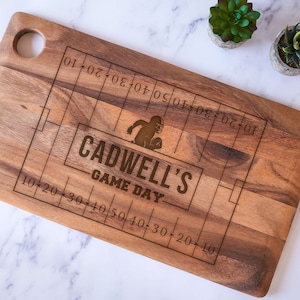 Personalized Game Day Serving Tray | Engraved Football Cutting Board, Custom Gift for Football Fans, Design: FF3