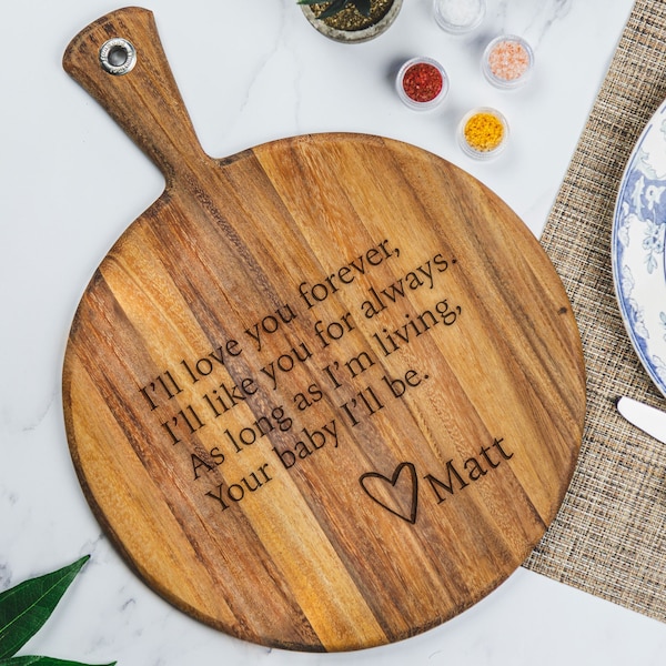 Love You Forever Engraved Serving Board - Personalized Gift for Mom or Dad, Charcuterie Board, Christmas Gift for Mom, Design: MD16