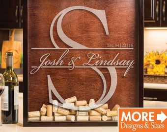 Wedding Guest Book Alternative, Personalized Gift, Wine Cork Holder, Wedding Shadow Box Guest Book, Monogram Cork Holder, Groomsmen Gift