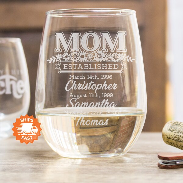 Mom Wine Glass Etsy
