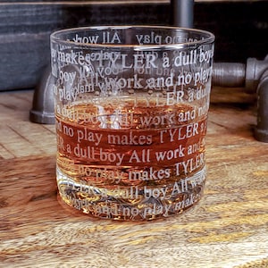 All Work And No Play Personalized Whiskey Glass - The Shining Horror Gift, Stephen King, Halloween Barware, Design: ALLWORK