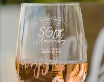 50th wedding anniversary wine glasses outlet
