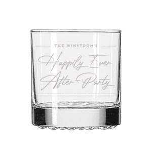 Personalized Whiskey Glasses for Wedding Happily Ever After Party Etched Glass, Cocktail Glass for Wedding Reception, Design: WG7 image 3