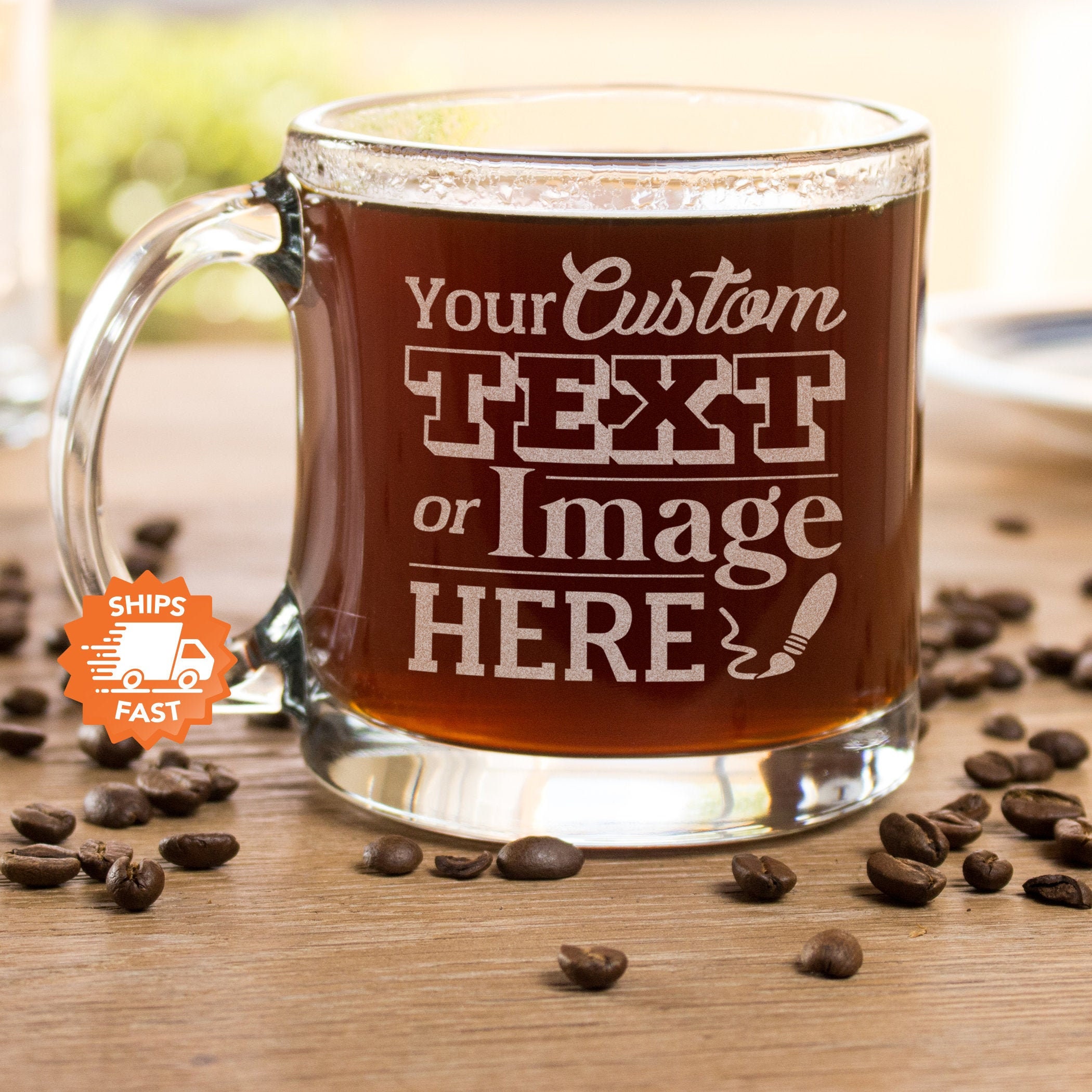 400 ml Personalised Glass Coffee Mug with Straw » THE LEADING