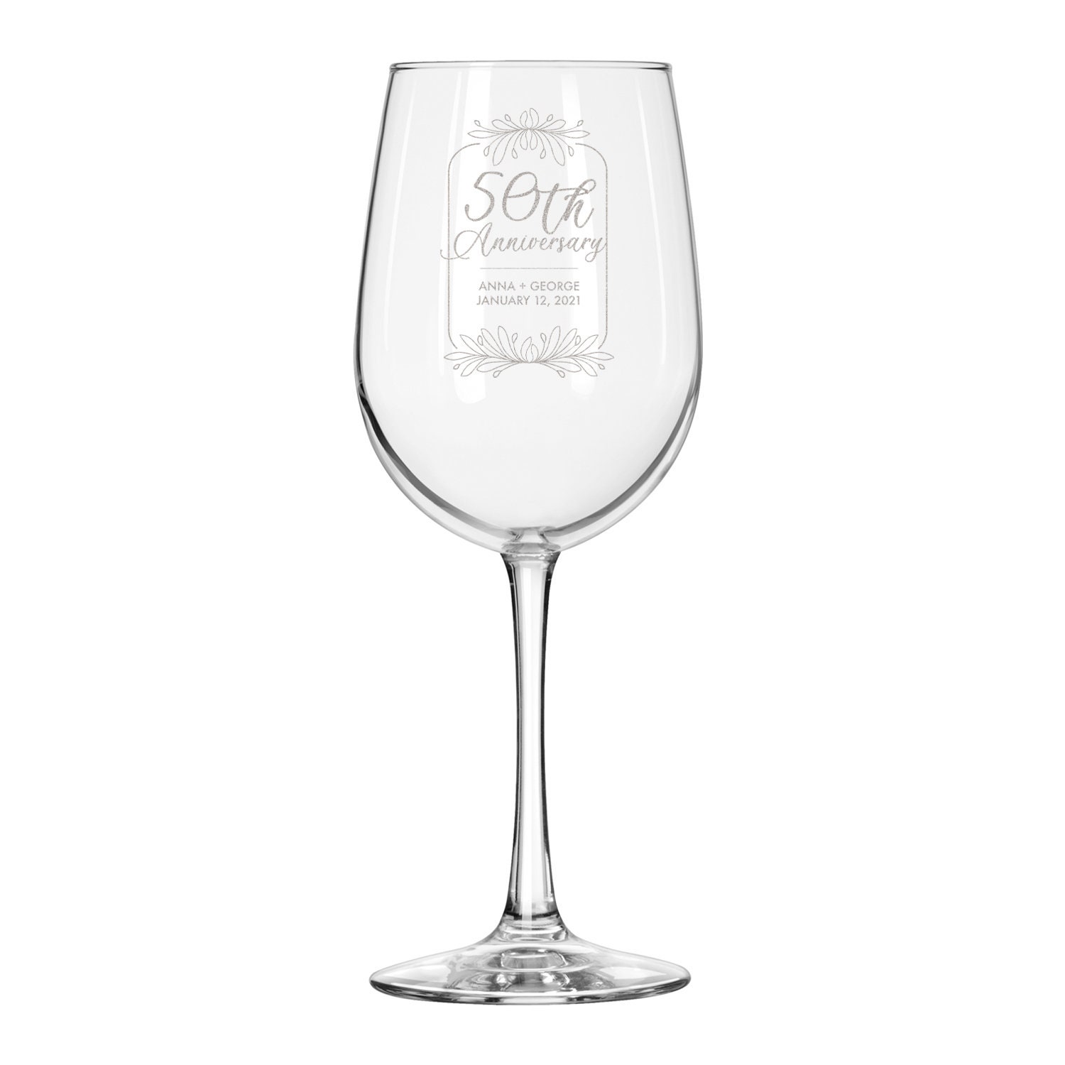 50th Anniversary Personalized Wine Glass Set