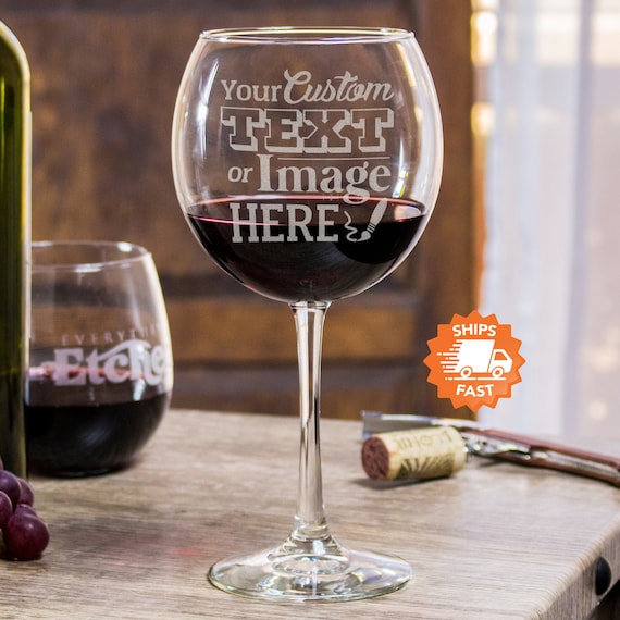 Custom Monogram Wine Glass - Laser Engraved