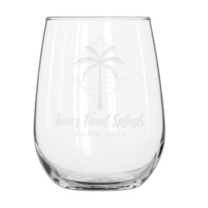 Personalized Beach Themed Wine Glass Bachelorette or Birthday Glasses, Beach House Decor, Tropical Wine Glass, Design: OD2 image 2