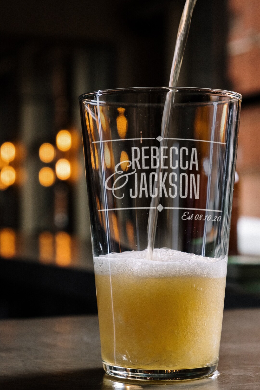 Personalized Anniversary Beer Glasses Etched Pint Glasses for Couple, Engagement Gift, Wedding ...