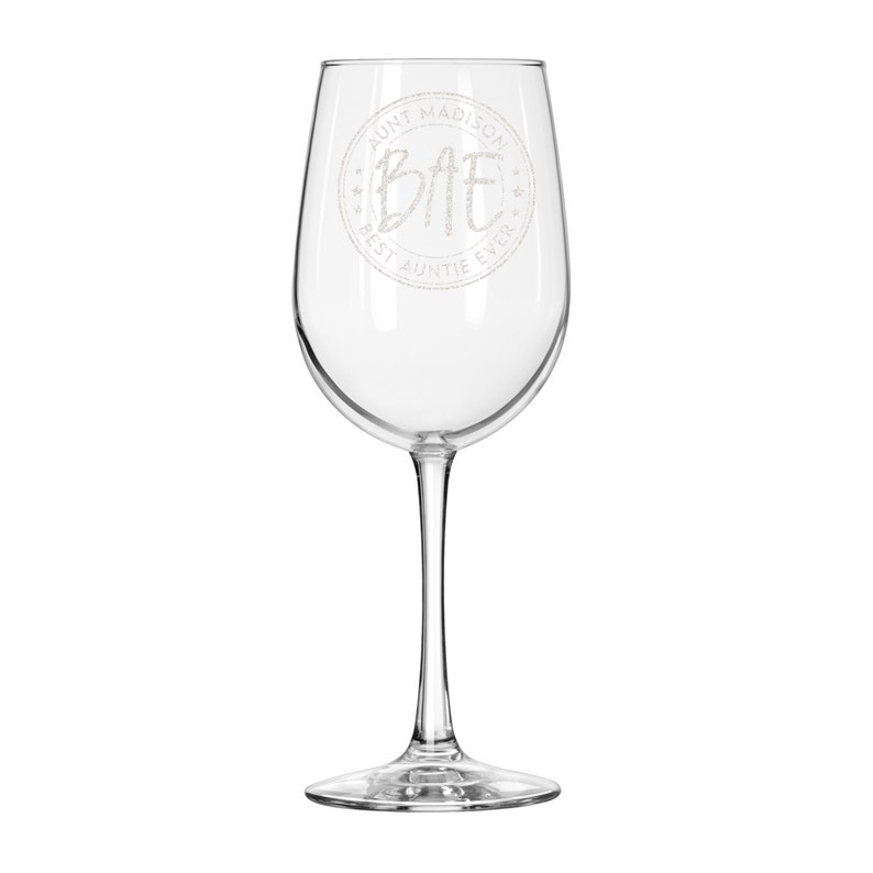 Best Aunt Ever Etched Glass Personalized Wine Glass for Etsy