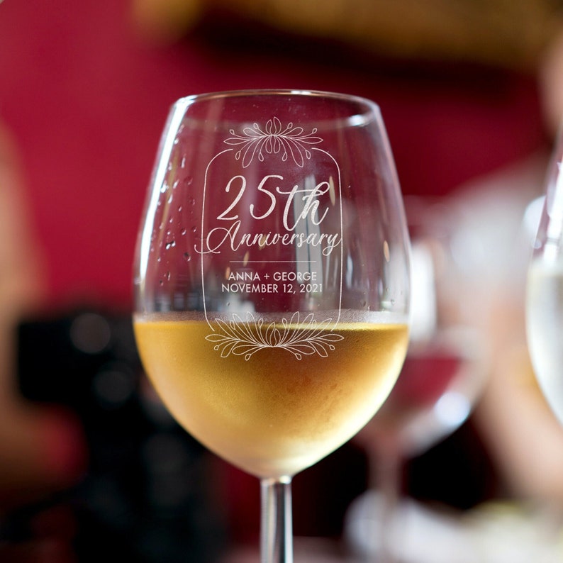 25th Anniversary Personalized Wine Glasses Etched Glassware Etsy