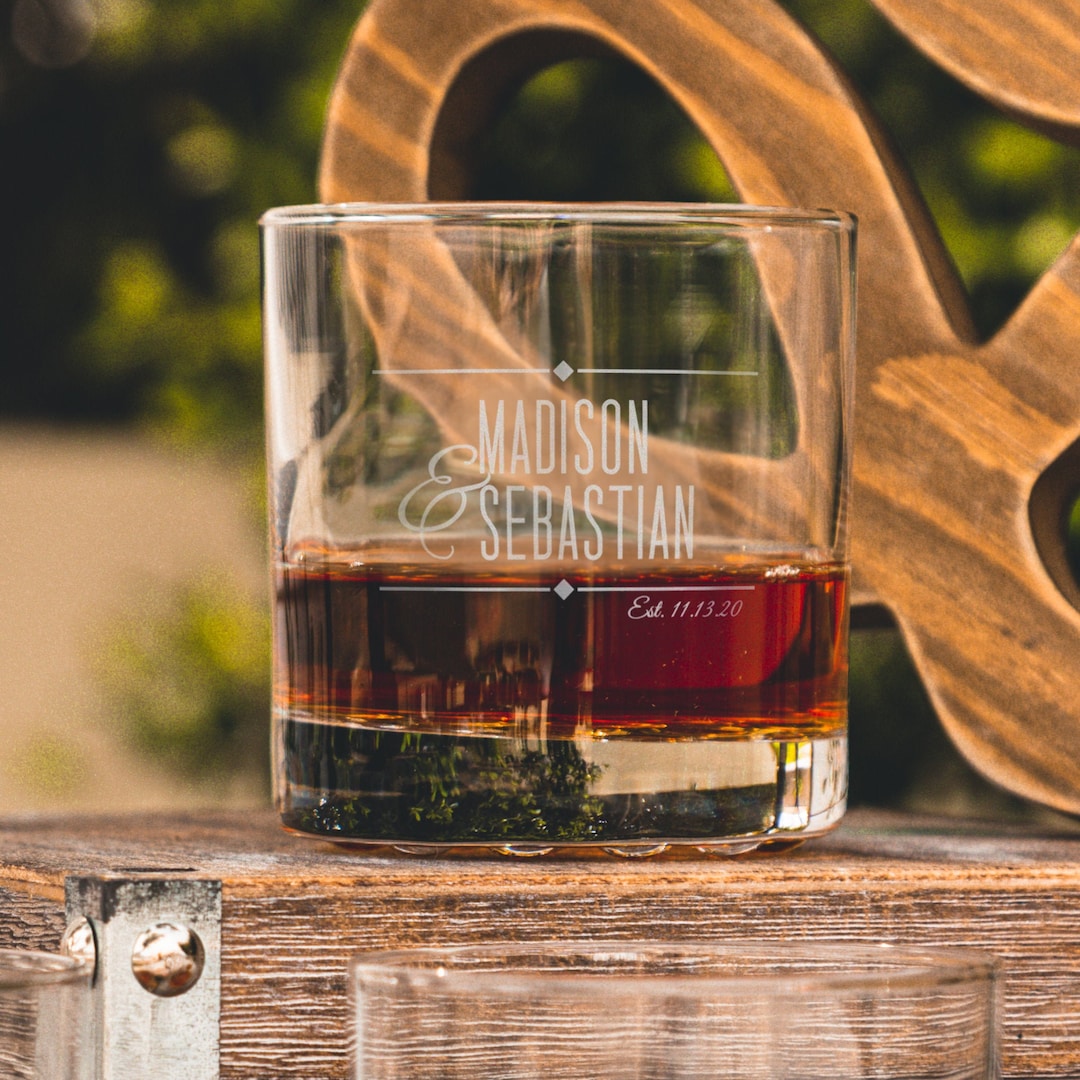 Personalized Cocktail Glasses for Couples - Monogrammed Whiskey Glass ...