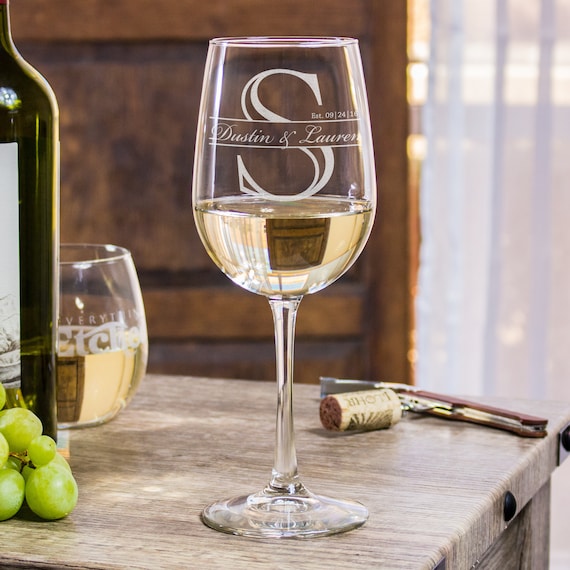 Etched Wine Glass Set and White Wine