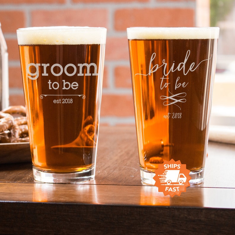 Engagement Beer Glasses Gift for Couple Personalized Beer Etsy Hong Kong