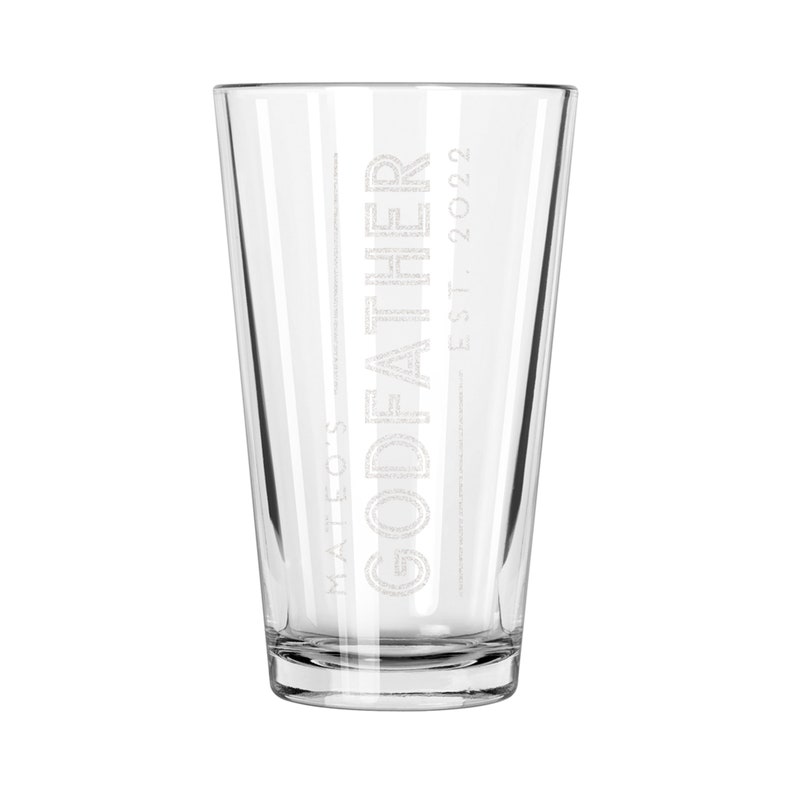Personalized Godfather Beer Glass Engraved Pint Glass, Godfather Gifts, Baptism Presents, Design: GDPA1 image 2