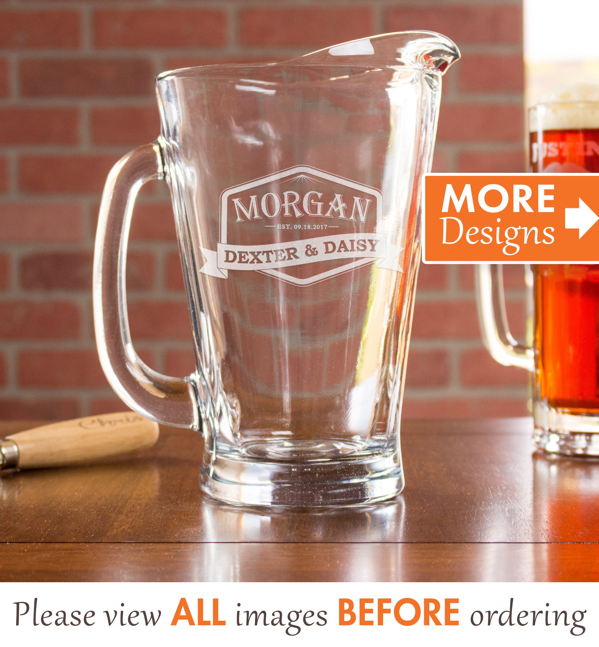 Beer Pitcher Etched Pitcher Wedding Pitcher Personalized Etsy