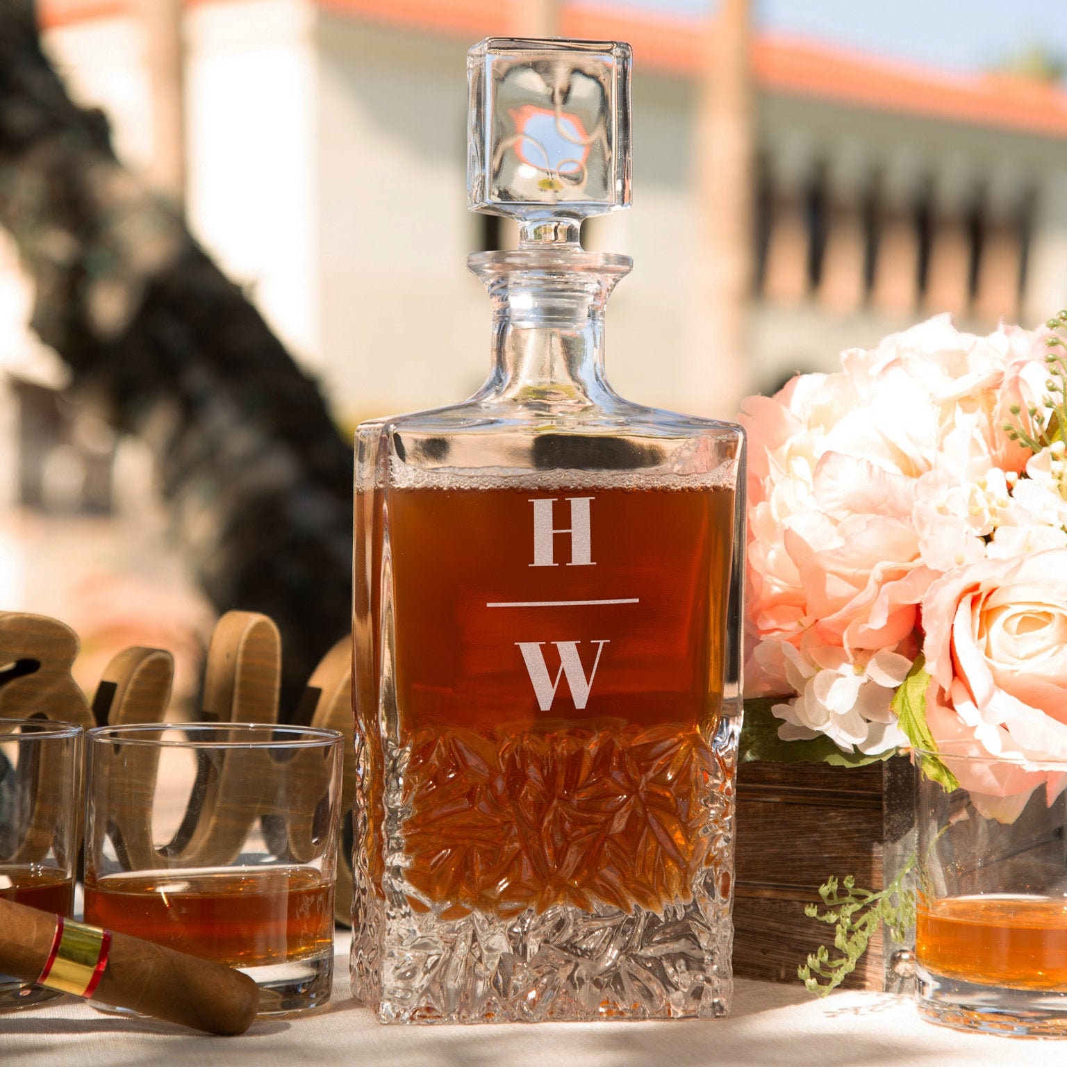 Whiskey Decanter Etched With Initials Personalized Gift for Etsy