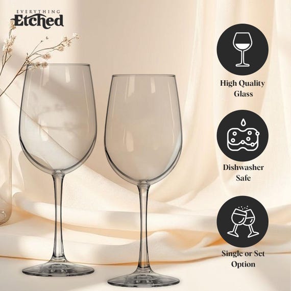 Personalized Wine Glass, Etched Red or White Wine Glass, Custom