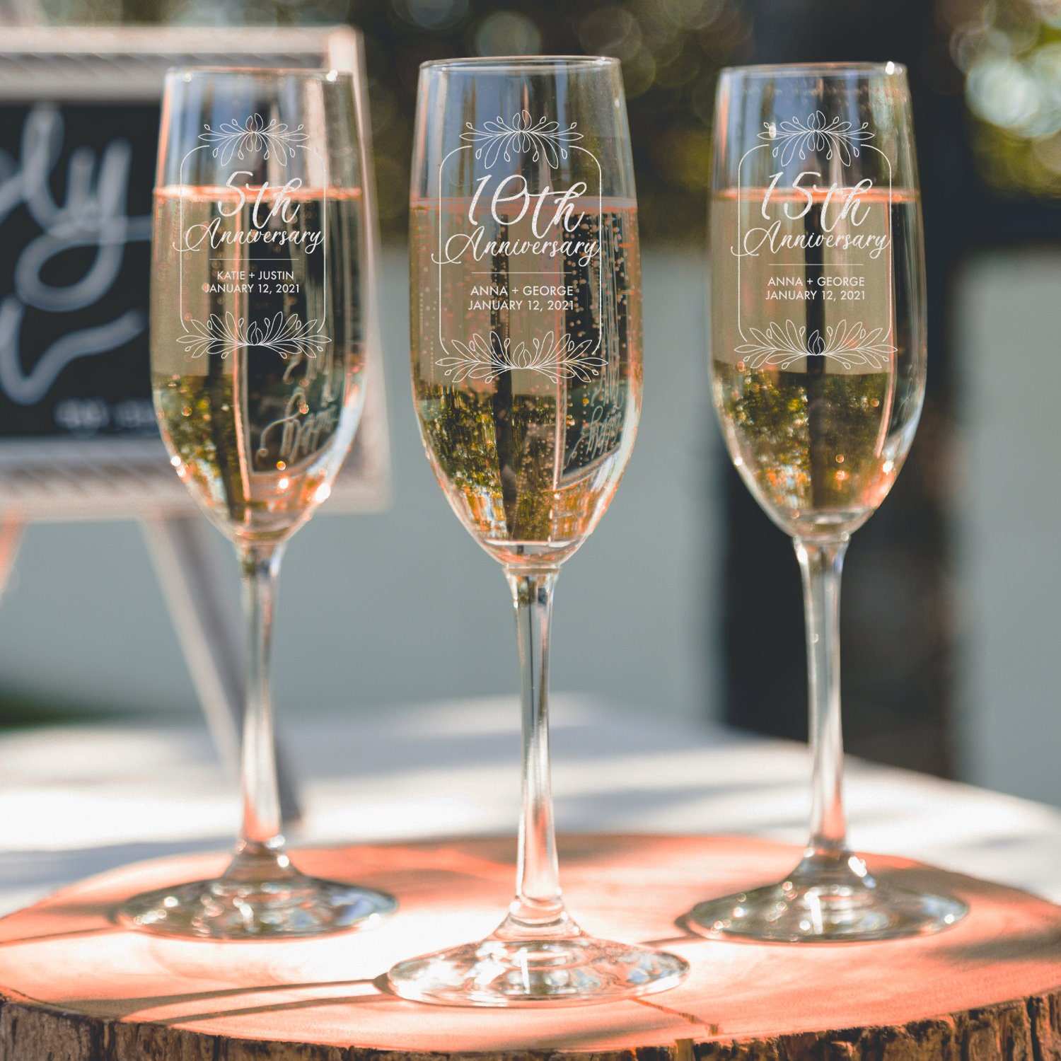 Pareja de copas de cava personalizadas